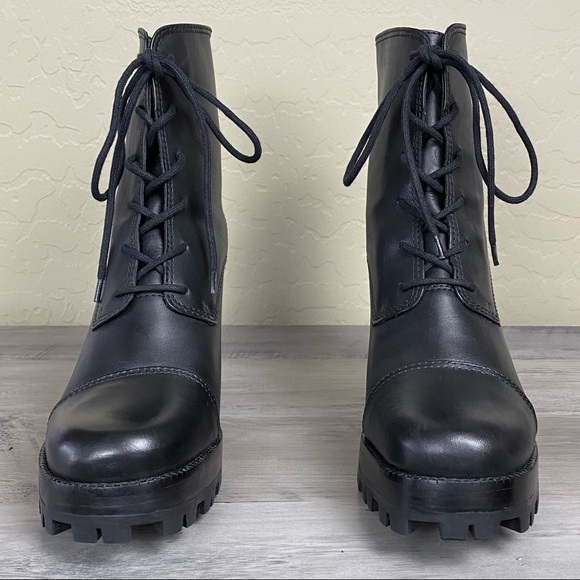 NWOB SCHUTZ Jeannie Lace-Up Platform Boot, Black - Picture 3 of 15